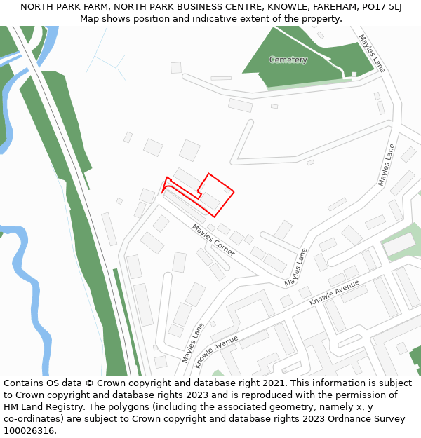 NORTH PARK FARM, NORTH PARK BUSINESS CENTRE, KNOWLE, FAREHAM, PO17 5LJ: Location map and indicative extent of plot