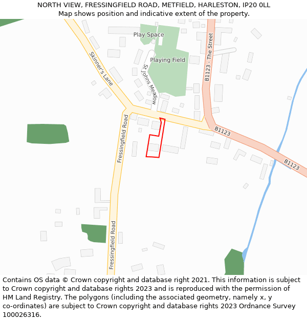 NORTH VIEW, FRESSINGFIELD ROAD, METFIELD, HARLESTON, IP20 0LL: Location map and indicative extent of plot