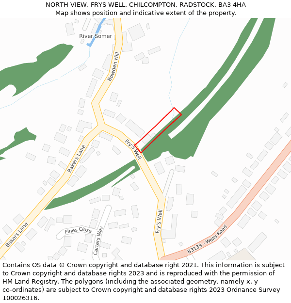 NORTH VIEW, FRYS WELL, CHILCOMPTON, RADSTOCK, BA3 4HA: Location map and indicative extent of plot