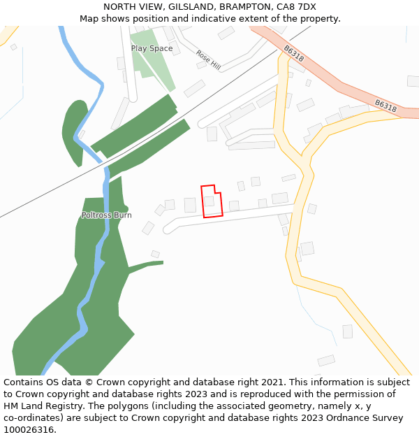 NORTH VIEW, GILSLAND, BRAMPTON, CA8 7DX: Location map and indicative extent of plot