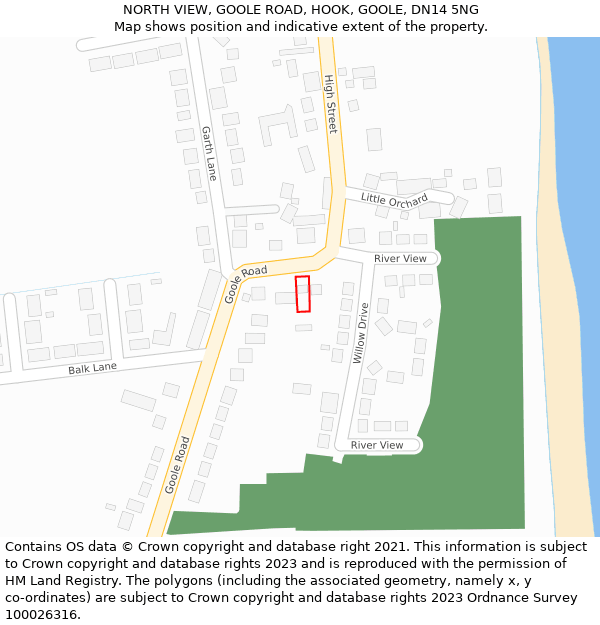 NORTH VIEW, GOOLE ROAD, HOOK, GOOLE, DN14 5NG: Location map and indicative extent of plot