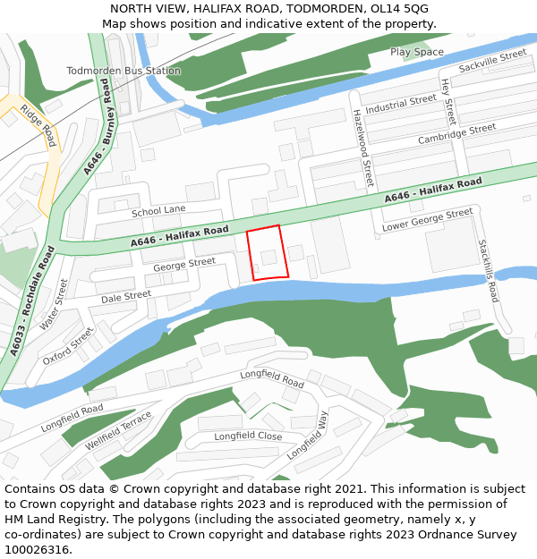 NORTH VIEW, HALIFAX ROAD, TODMORDEN, OL14 5QG: Location map and indicative extent of plot