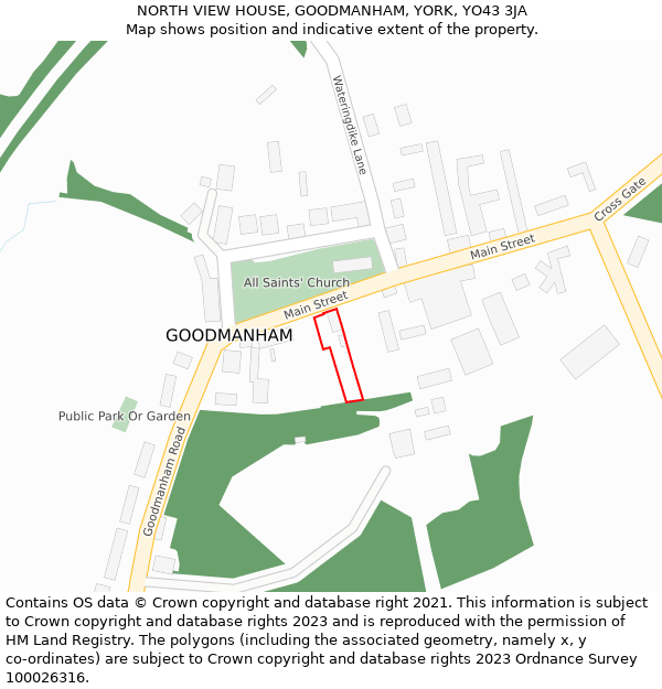 NORTH VIEW HOUSE, GOODMANHAM, YORK, YO43 3JA: Location map and indicative extent of plot