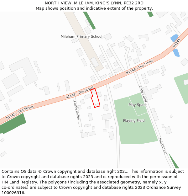 NORTH VIEW, MILEHAM, KING'S LYNN, PE32 2RD: Location map and indicative extent of plot