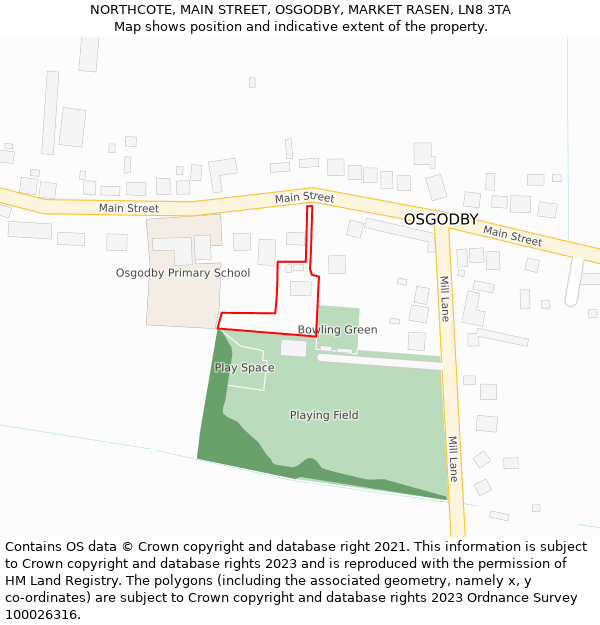 NORTHCOTE, MAIN STREET, OSGODBY, MARKET RASEN, LN8 3TA: Location map and indicative extent of plot