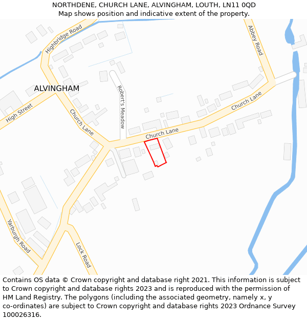 NORTHDENE, CHURCH LANE, ALVINGHAM, LOUTH, LN11 0QD: Location map and indicative extent of plot