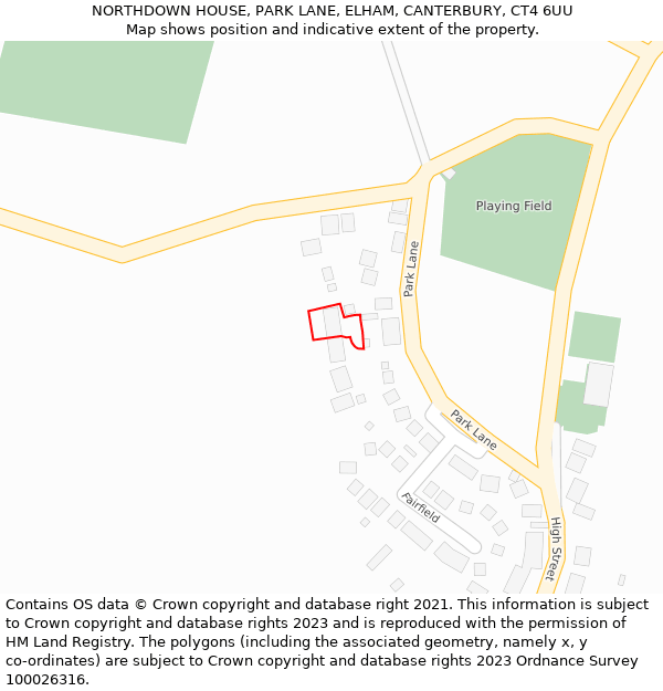 NORTHDOWN HOUSE, PARK LANE, ELHAM, CANTERBURY, CT4 6UU: Location map and indicative extent of plot