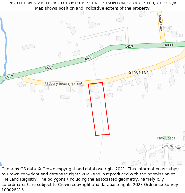 NORTHERN STAR, LEDBURY ROAD CRESCENT, STAUNTON, GLOUCESTER, GL19 3QB: Location map and indicative extent of plot