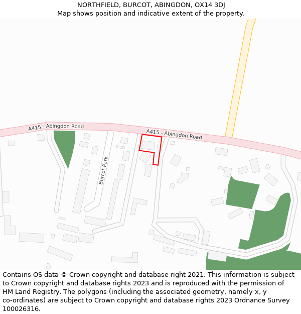 NORTHFIELD, BURCOT, ABINGDON, OX14 3DJ: Location map and indicative extent of plot
