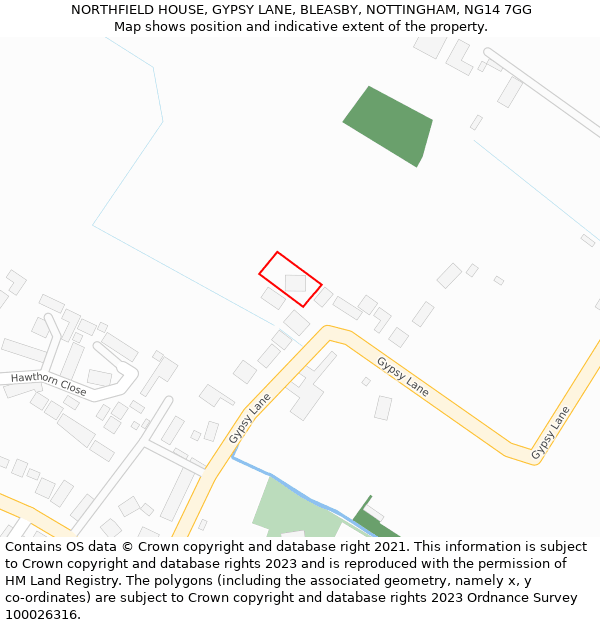NORTHFIELD HOUSE, GYPSY LANE, BLEASBY, NOTTINGHAM, NG14 7GG: Location map and indicative extent of plot