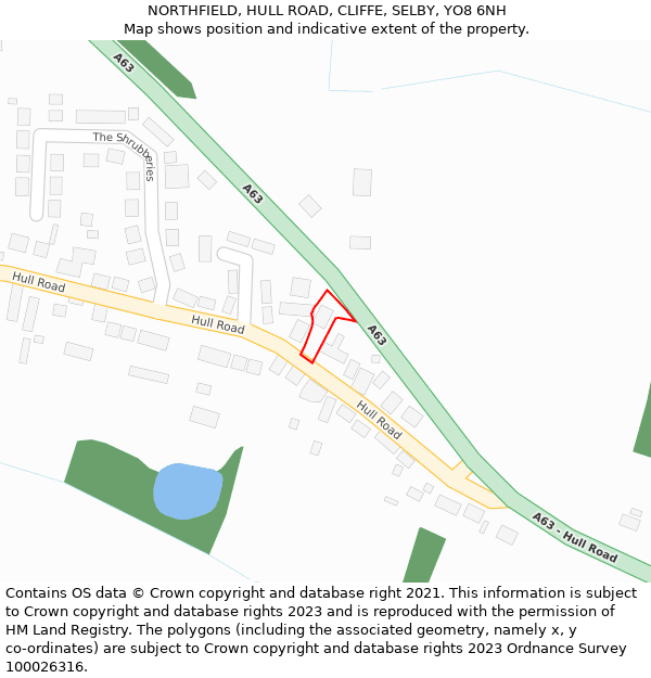 NORTHFIELD, HULL ROAD, CLIFFE, SELBY, YO8 6NH: Location map and indicative extent of plot