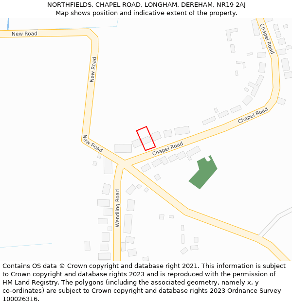 NORTHFIELDS, CHAPEL ROAD, LONGHAM, DEREHAM, NR19 2AJ: Location map and indicative extent of plot