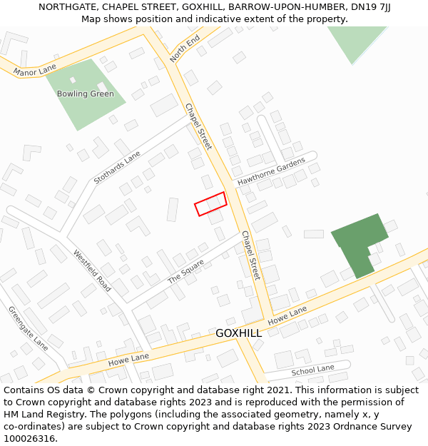 NORTHGATE, CHAPEL STREET, GOXHILL, BARROW-UPON-HUMBER, DN19 7JJ: Location map and indicative extent of plot