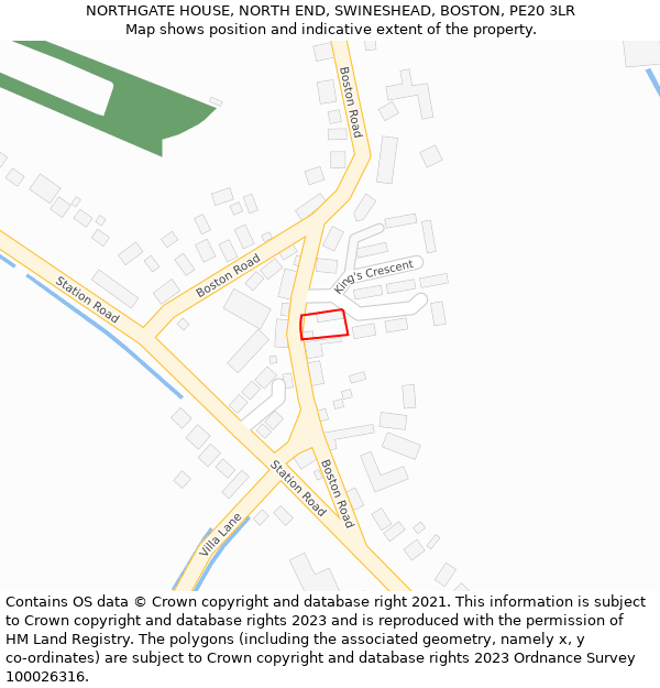 NORTHGATE HOUSE, NORTH END, SWINESHEAD, BOSTON, PE20 3LR: Location map and indicative extent of plot