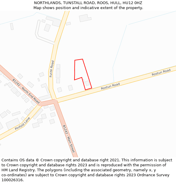 NORTHLANDS, TUNSTALL ROAD, ROOS, HULL, HU12 0HZ: Location map and indicative extent of plot