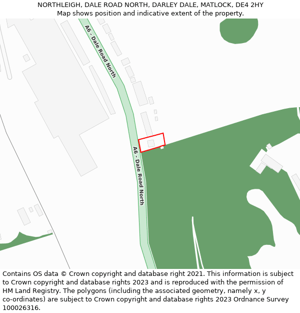 NORTHLEIGH, DALE ROAD NORTH, DARLEY DALE, MATLOCK, DE4 2HY: Location map and indicative extent of plot