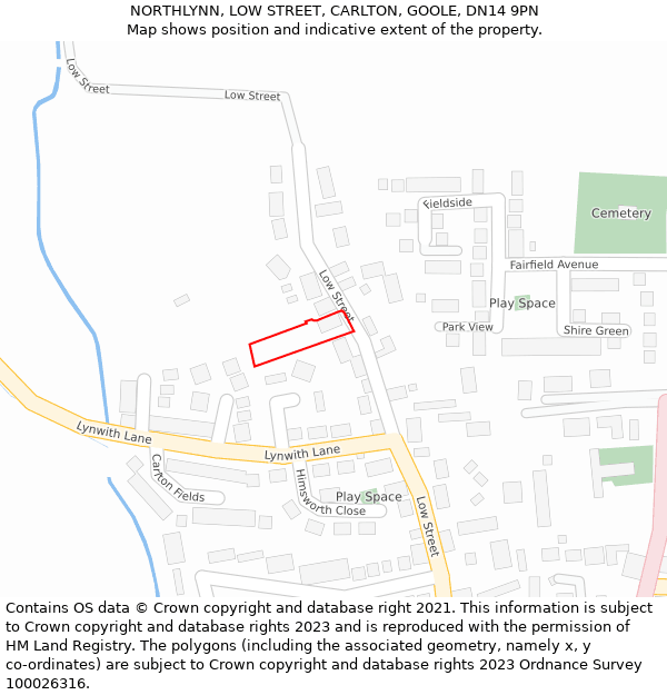 NORTHLYNN, LOW STREET, CARLTON, GOOLE, DN14 9PN: Location map and indicative extent of plot