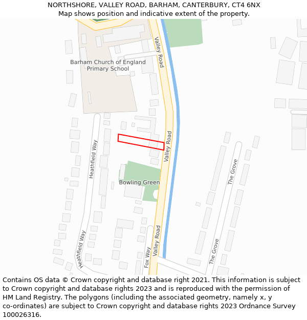 NORTHSHORE, VALLEY ROAD, BARHAM, CANTERBURY, CT4 6NX: Location map and indicative extent of plot