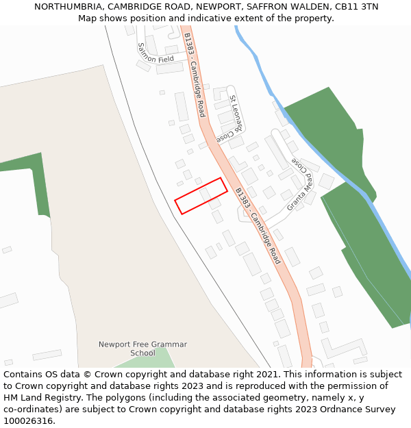 NORTHUMBRIA, CAMBRIDGE ROAD, NEWPORT, SAFFRON WALDEN, CB11 3TN: Location map and indicative extent of plot