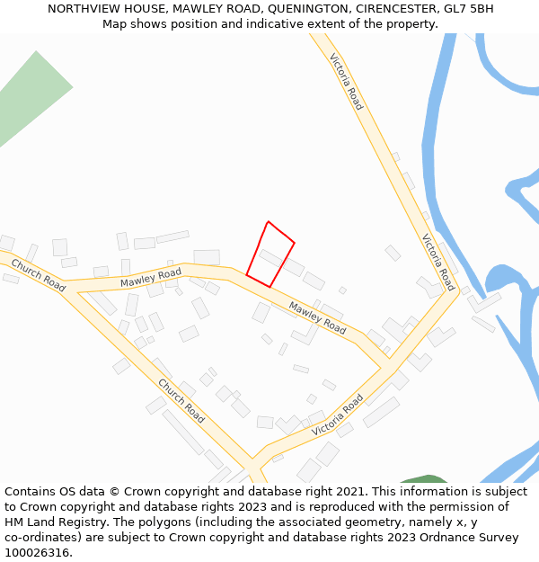 NORTHVIEW HOUSE, MAWLEY ROAD, QUENINGTON, CIRENCESTER, GL7 5BH: Location map and indicative extent of plot