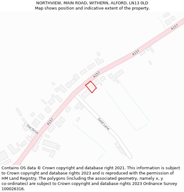NORTHVIEW, MAIN ROAD, WITHERN, ALFORD, LN13 0LD: Location map and indicative extent of plot