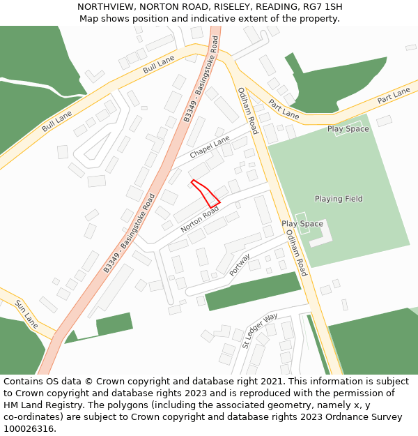 NORTHVIEW, NORTON ROAD, RISELEY, READING, RG7 1SH: Location map and indicative extent of plot