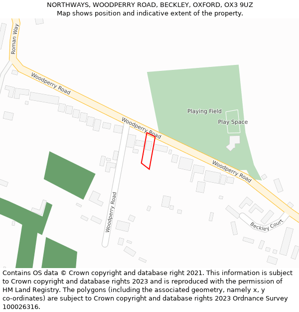 NORTHWAYS, WOODPERRY ROAD, BECKLEY, OXFORD, OX3 9UZ: Location map and indicative extent of plot