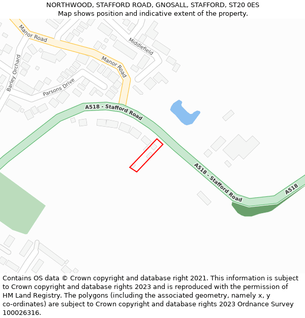 NORTHWOOD, STAFFORD ROAD, GNOSALL, STAFFORD, ST20 0ES: Location map and indicative extent of plot