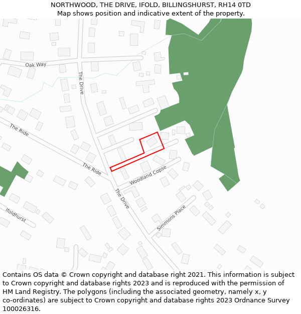 NORTHWOOD, THE DRIVE, IFOLD, BILLINGSHURST, RH14 0TD: Location map and indicative extent of plot