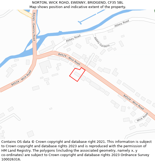 NORTON, WICK ROAD, EWENNY, BRIDGEND, CF35 5BL: Location map and indicative extent of plot