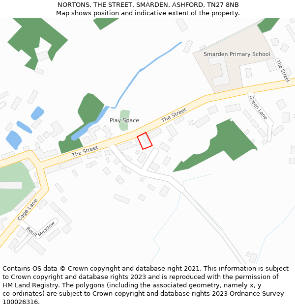 NORTONS, THE STREET, SMARDEN, ASHFORD, TN27 8NB: Location map and indicative extent of plot