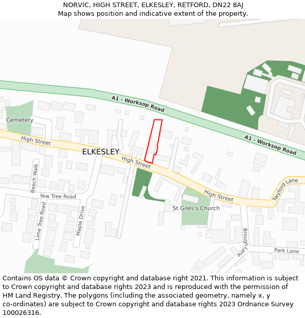 NORVIC, HIGH STREET, ELKESLEY, RETFORD, DN22 8AJ: Location map and indicative extent of plot
