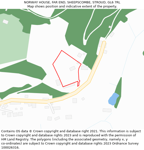 NORWAY HOUSE, FAR END, SHEEPSCOMBE, STROUD, GL6 7RL: Location map and indicative extent of plot