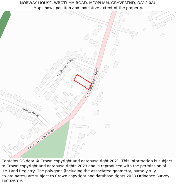NORWAY HOUSE, WROTHAM ROAD, MEOPHAM, GRAVESEND, DA13 0AU: Location map and indicative extent of plot