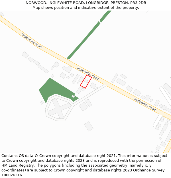 NORWOOD, INGLEWHITE ROAD, LONGRIDGE, PRESTON, PR3 2DB: Location map and indicative extent of plot