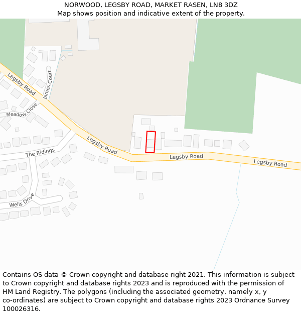 NORWOOD, LEGSBY ROAD, MARKET RASEN, LN8 3DZ: Location map and indicative extent of plot