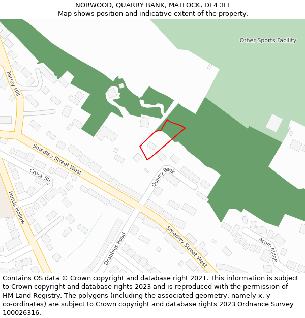 NORWOOD, QUARRY BANK, MATLOCK, DE4 3LF: Location map and indicative extent of plot