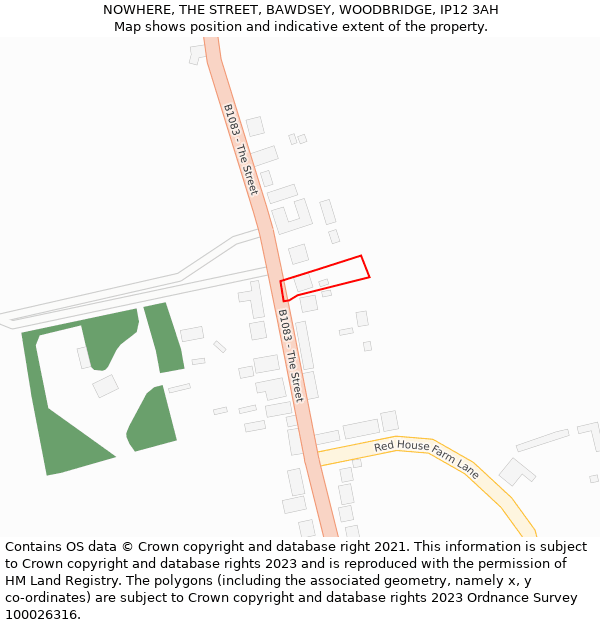 NOWHERE, THE STREET, BAWDSEY, WOODBRIDGE, IP12 3AH: Location map and indicative extent of plot