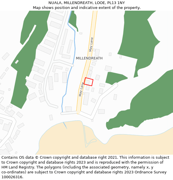 NUALA, MILLENDREATH, LOOE, PL13 1NY: Location map and indicative extent of plot