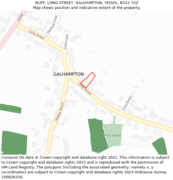 NUFF, LONG STREET, GALHAMPTON, YEOVIL, BA22 7AZ: Location map and indicative extent of plot