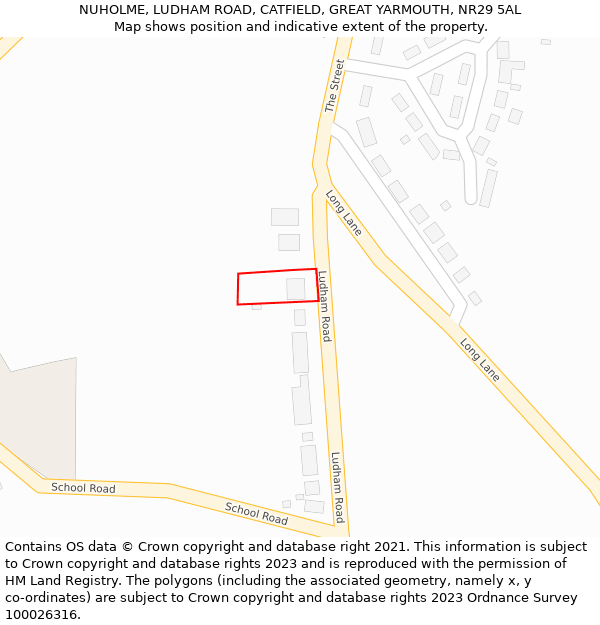 NUHOLME, LUDHAM ROAD, CATFIELD, GREAT YARMOUTH, NR29 5AL: Location map and indicative extent of plot