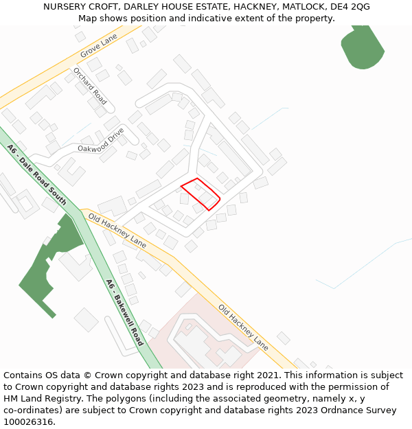 NURSERY CROFT, DARLEY HOUSE ESTATE, HACKNEY, MATLOCK, DE4 2QG: Location map and indicative extent of plot