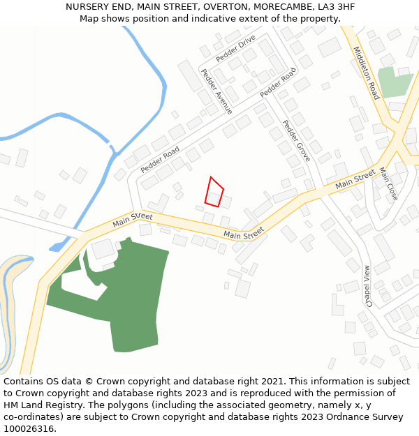NURSERY END, MAIN STREET, OVERTON, MORECAMBE, LA3 3HF: Location map and indicative extent of plot