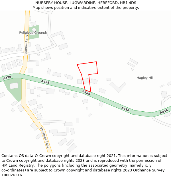 NURSERY HOUSE, LUGWARDINE, HEREFORD, HR1 4DS: Location map and indicative extent of plot