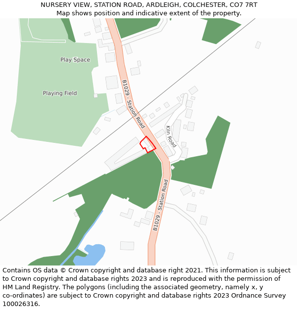 NURSERY VIEW, STATION ROAD, ARDLEIGH, COLCHESTER, CO7 7RT: Location map and indicative extent of plot