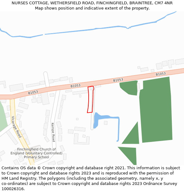 NURSES COTTAGE, WETHERSFIELD ROAD, FINCHINGFIELD, BRAINTREE, CM7 4NR: Location map and indicative extent of plot