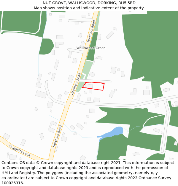 NUT GROVE, WALLISWOOD, DORKING, RH5 5RD: Location map and indicative extent of plot