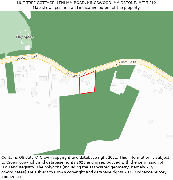 NUT TREE COTTAGE, LENHAM ROAD, KINGSWOOD, MAIDSTONE, ME17 1LX: Location map and indicative extent of plot