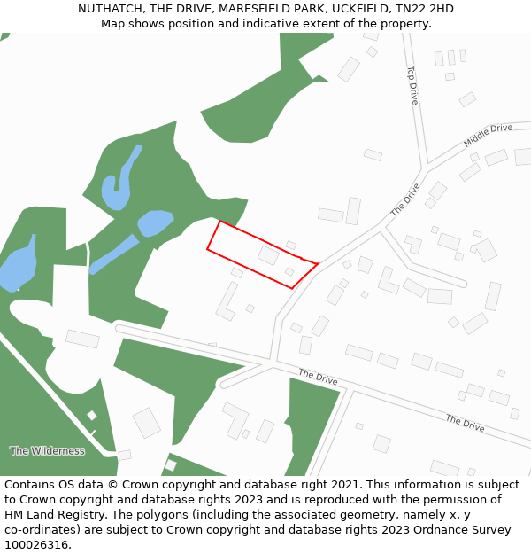 NUTHATCH, THE DRIVE, MARESFIELD PARK, UCKFIELD, TN22 2HD: Location map and indicative extent of plot