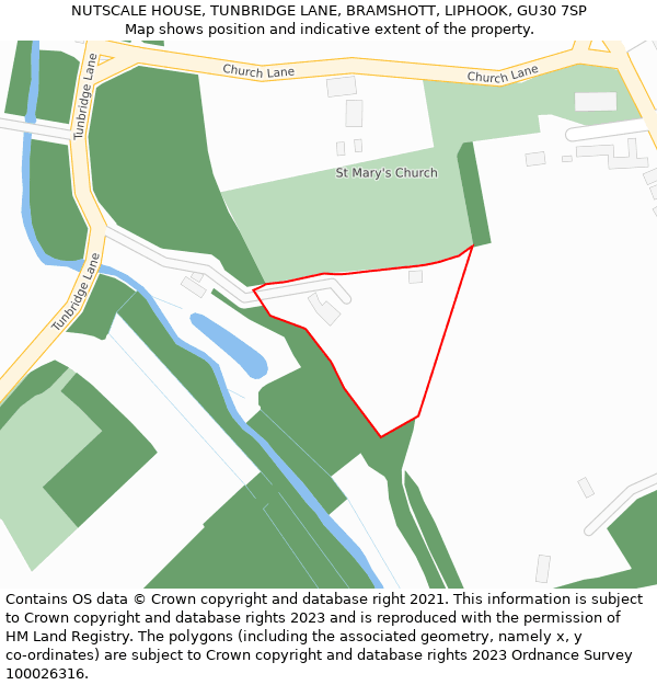 NUTSCALE HOUSE, TUNBRIDGE LANE, BRAMSHOTT, LIPHOOK, GU30 7SP: Location map and indicative extent of plot